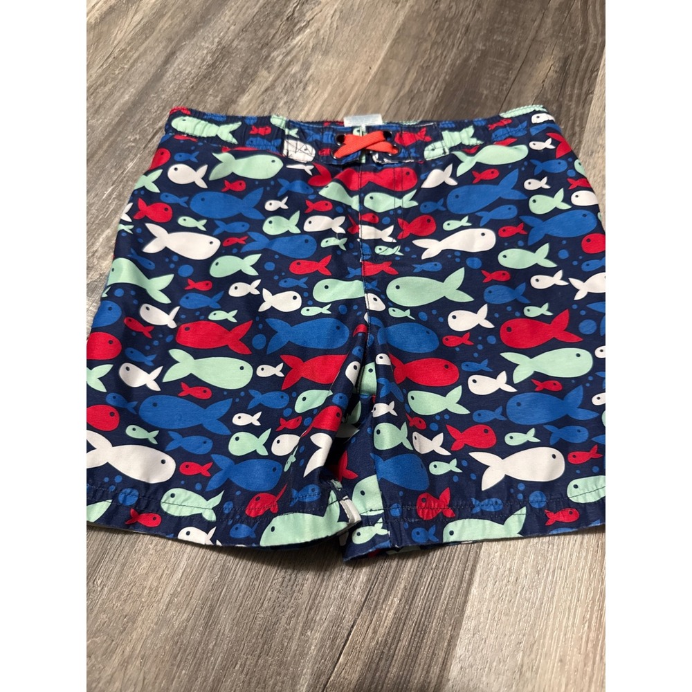 Circo Boys Blue Red Fish Print Swim Trunks Mesh Lined Board Shorts 4T